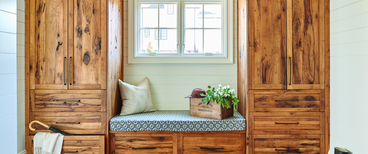 cerused white oak mudroom