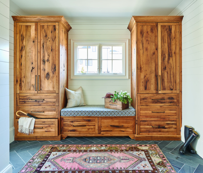 cerused white oak mudroom