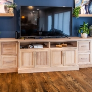 entertainment center with decor