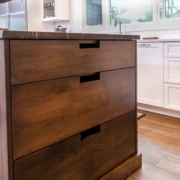 notched pulls drawers in a kitchen island