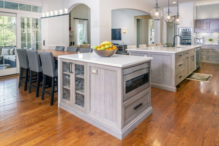 kitchen with two islands