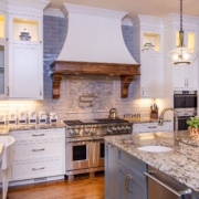 white and walnut hood in kitchen