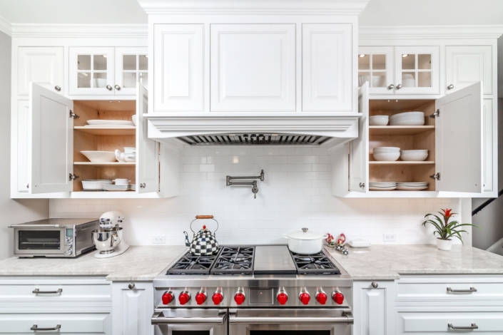 white kitchen with storage