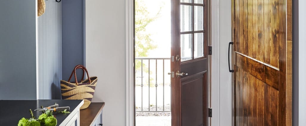 mudroom/laundry room in farmhouse
