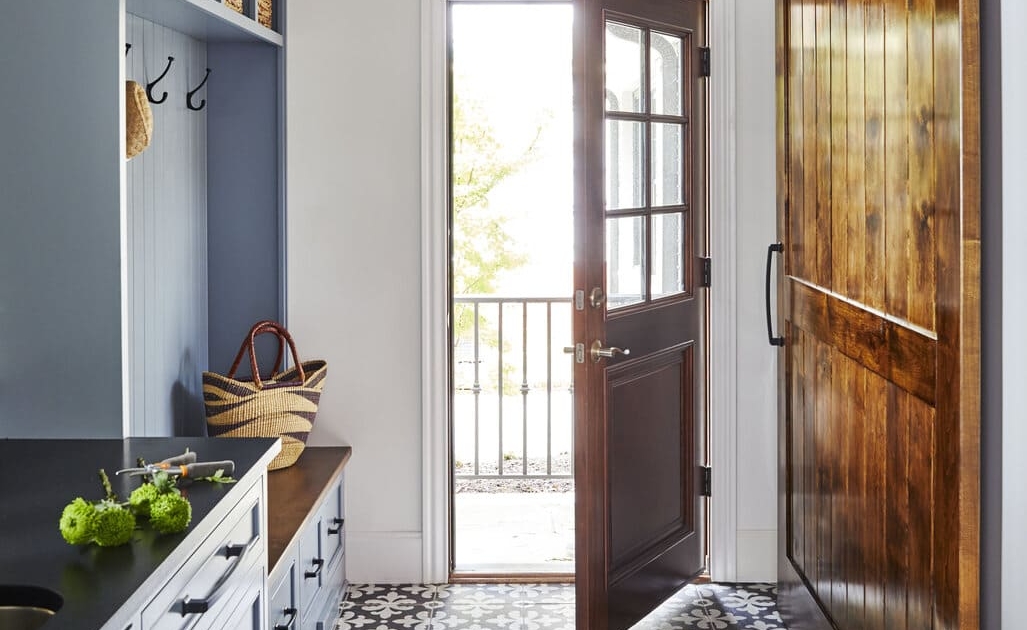 mudroom/laundry room in farmhouse