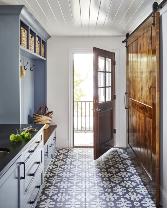 mudroom/laundry room in farmhouse