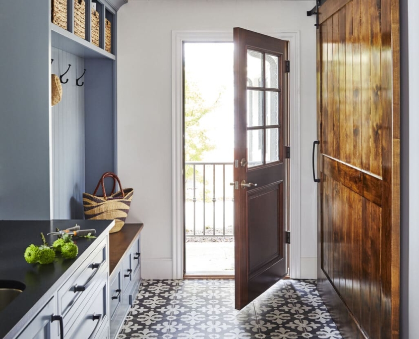 mudroom/laundry room in farmhouse