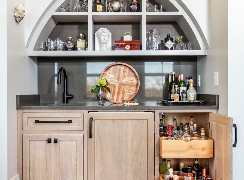 beverage center with panel appliances