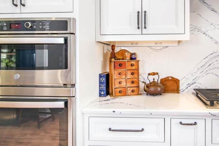white kitchen with countertop decor