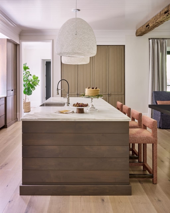 kitchen with white lights