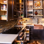 Large kitchen with cowhide rug