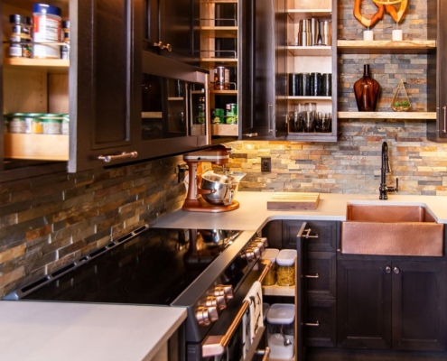 Large kitchen with cowhide rug