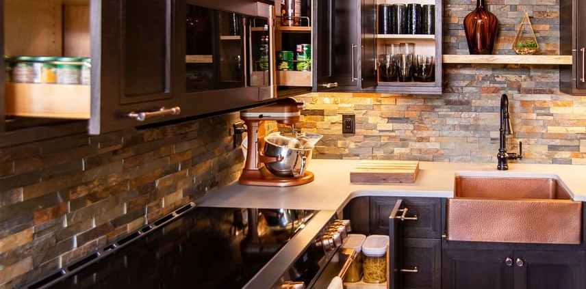 Large kitchen with cowhide rug