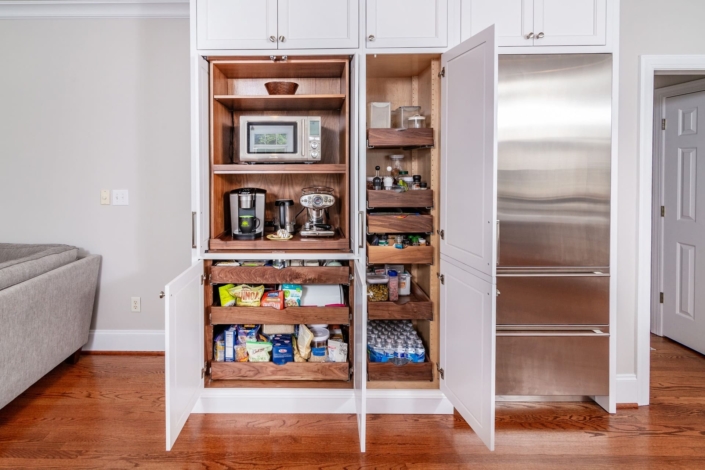 white pantry and fridge