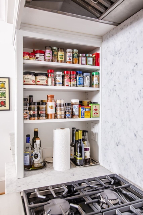 hidden spice cabinet in kitchen
