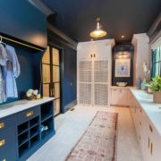 blue and white laundry room