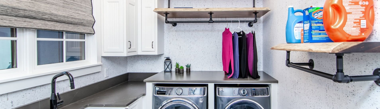 laundry room with windows