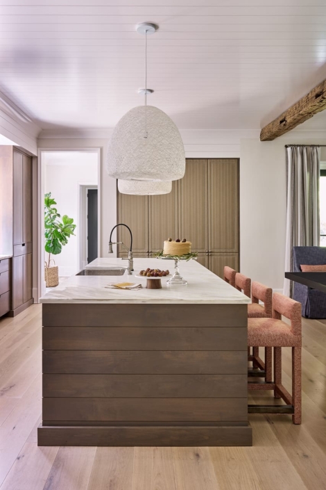kitchen with barstools
