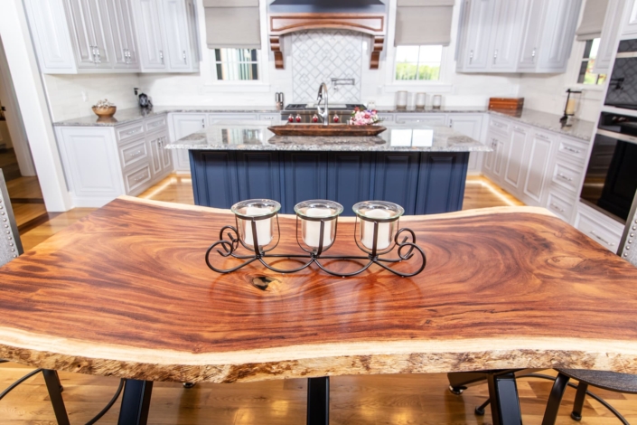 live edge table with candles