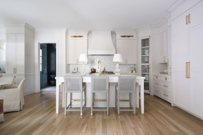 white kitchen with gold accents
