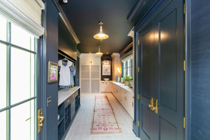 blue laundry room entrance from garage