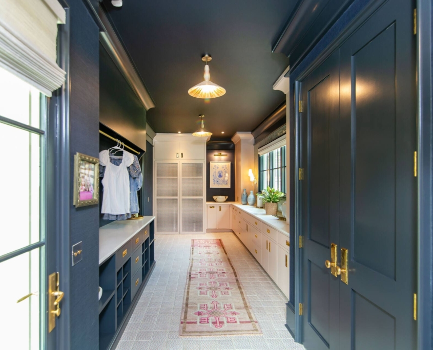 blue laundry room entrance from garage
