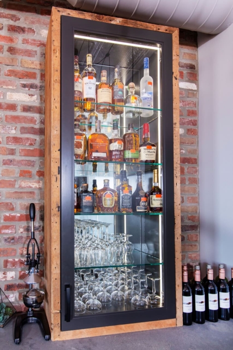 glass cabinet door with lighting