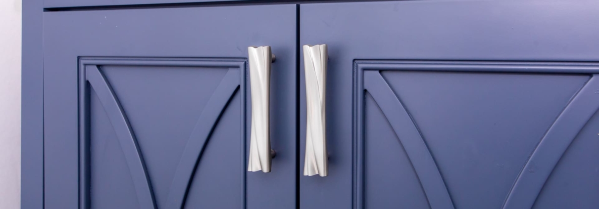 bathroom vanity with designed doors