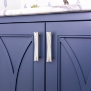 bathroom vanity with designed doors