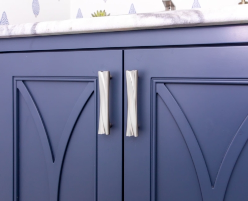 bathroom vanity with designed doors