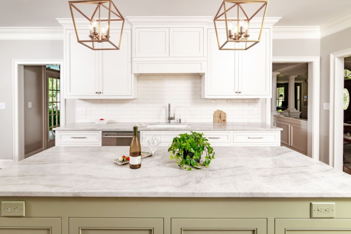 plant on marble countertops