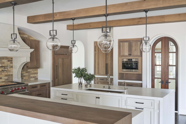 kitchen with wooden ceiling beams