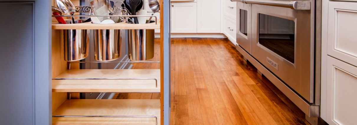 pullout utensil drawer in island