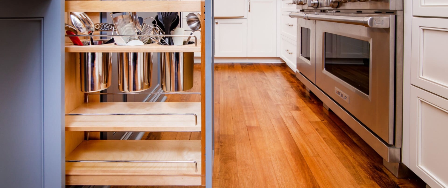 pullout utensil drawer in island