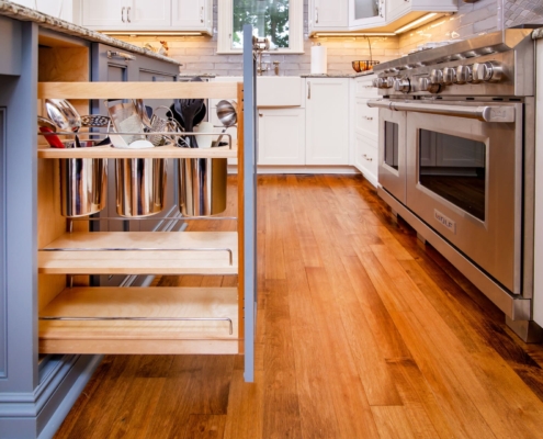 pullout utensil drawer in island