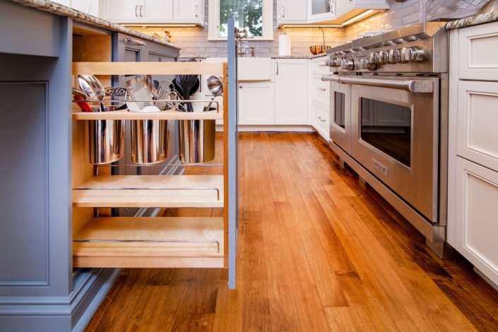 pullout utensil drawer in island