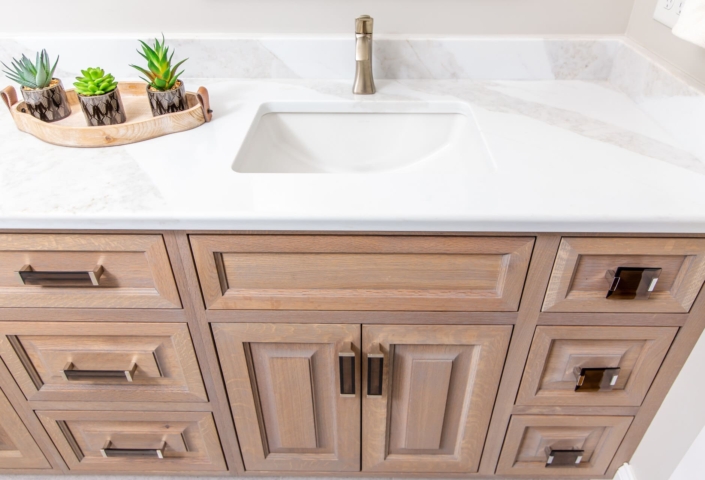 bathroom vanity with plants