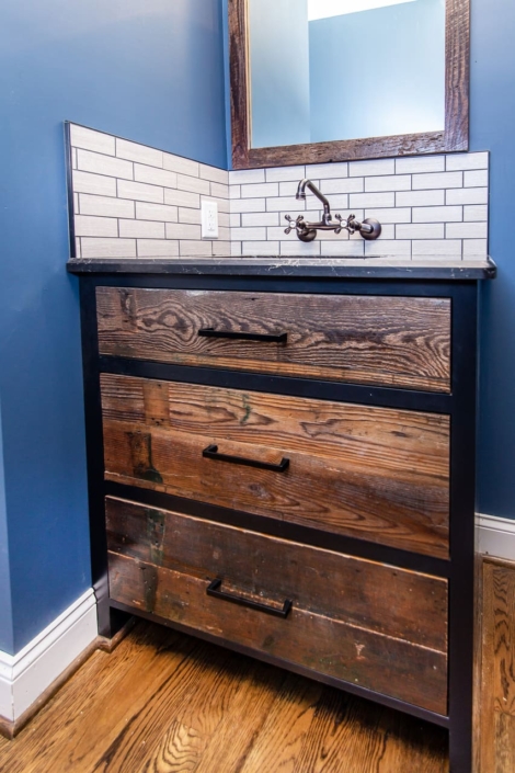 bathroom with blue paint