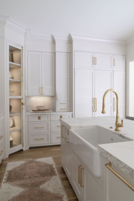 white kitchen with gold accents
