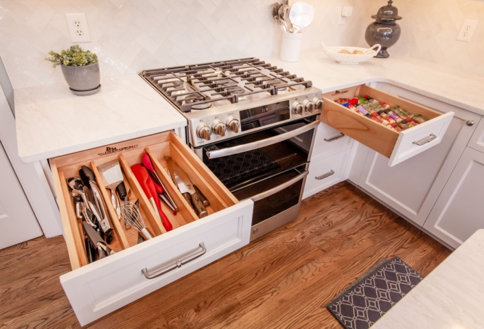utensil drawer and tile backsplash