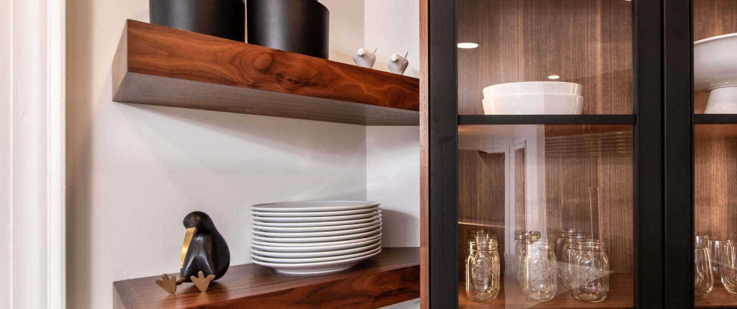 Custom kitchen cabinets with floating shelves