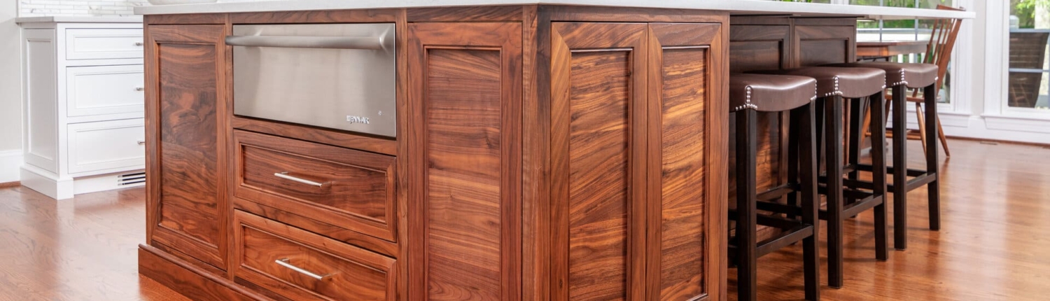 walnut island and barstools