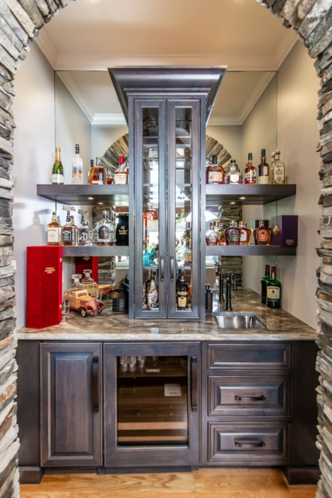 beverage center with mirror