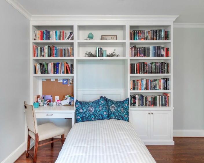 book shelves and desk