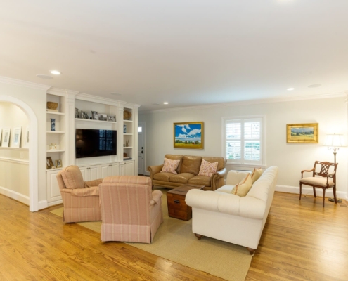 historic living room with an entertainment center