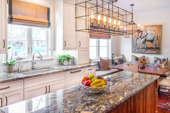 kitchen and dining room with windows