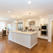 white kitchen and dining room renovation