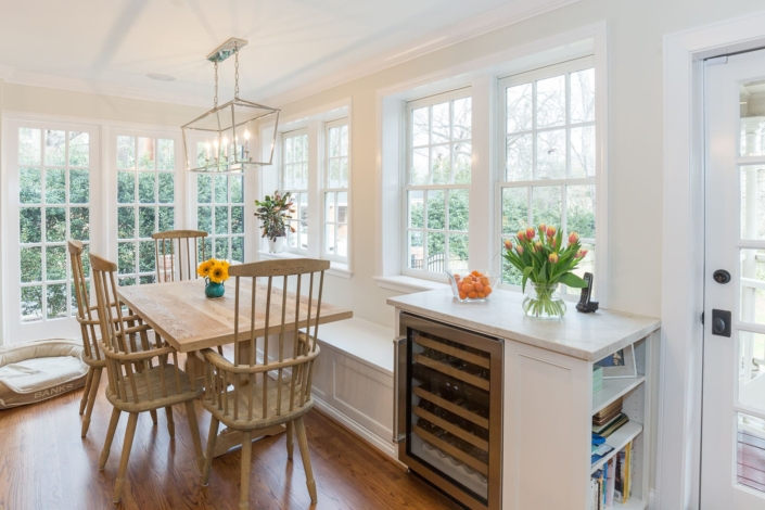 dining area with a wine fridge