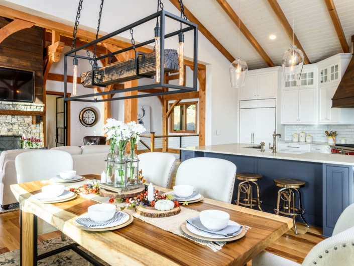 mountain house with a large dining room and kitchen