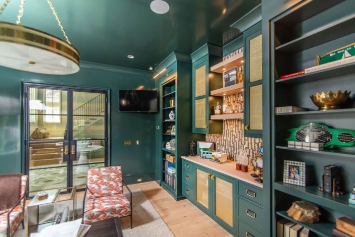 green study and sitting area